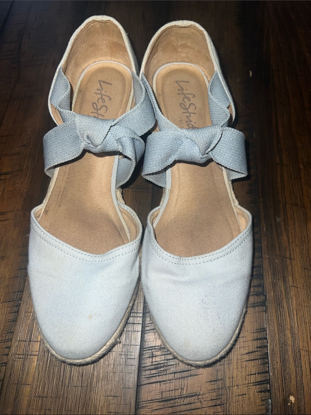 LifeStride Kascade Canvas Cross-Strap Wedge Espadrilles Blue/~size~ 10~